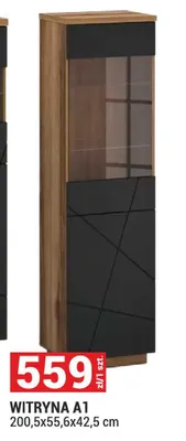 Witryna A1 Orient 200,5x55,6x42,5cm kolor dąb Delano ciemny/czarny promocja w Merkury Market