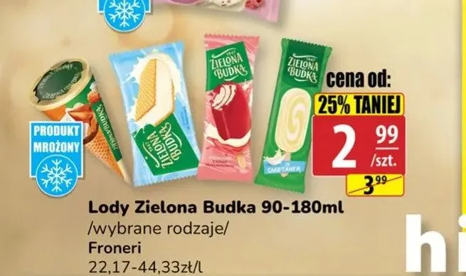 Lody Zielona Budka Froneri 90-180ml promocja w API Market