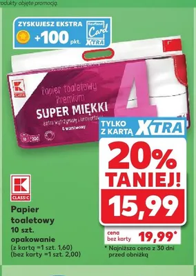 Papier toaletowy K-Classic Premium Super Miękki 4-warstwowy promocja w Kaufland