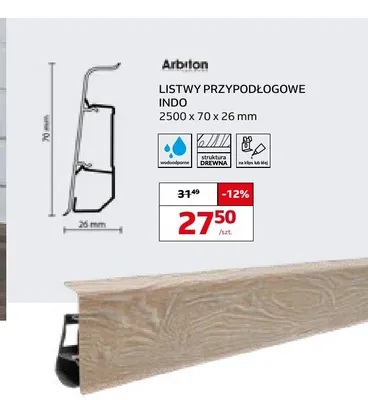Listwy przypodłogowe Arbilon Indo promocja w Komfort