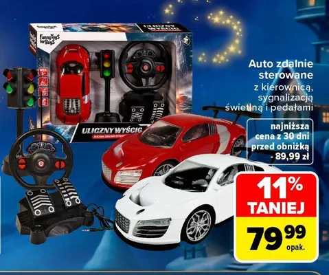Auto zdalnie sterowane z kierownicą sygnalizacją świetlną i pedałami Funny Toys for Boys promocja w Carrefour