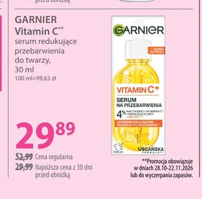 Serum redukujące przebarwienia do twarzy Vitamin C Garnier promocja w Hebe