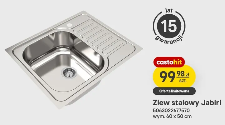 Zlew stalowy Jabiri promocja w Castorama