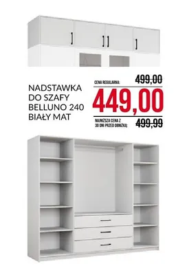 Nadstawka do szafy Belluno 240 biały mat promocja w Abra Meble
