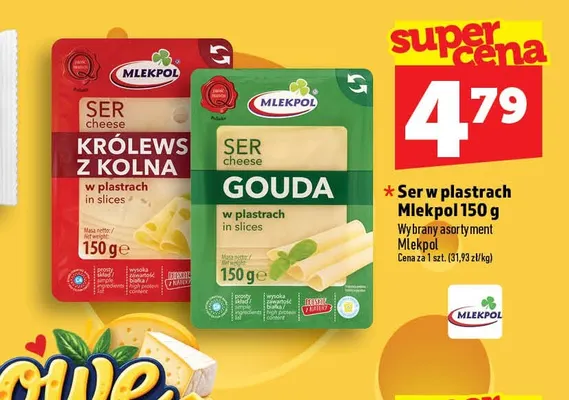 Ser w plastrach Gouda Mlekpol promocja w TOPAZ