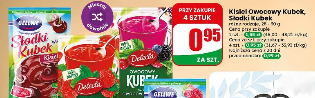 Kisiel Owocowy Kubek Delecta promocja w Dino