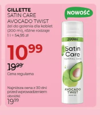 Żel do golenia dla kobiet Gillette Satin Care Avocado Twist promocja w Drogerie Jawa