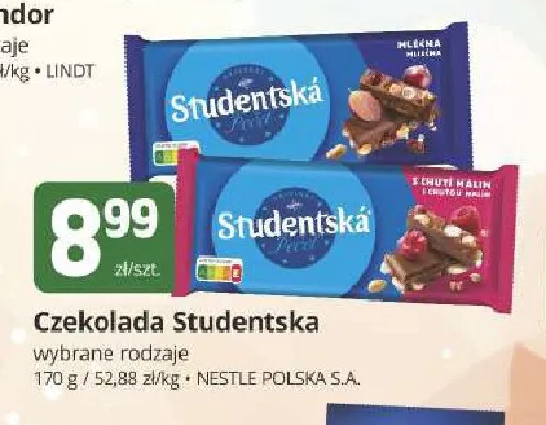 Czekolada Studentska mleczna promocja w Marketvita