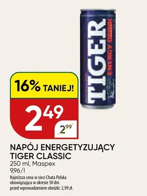 Napój energetyzujący Tiger Classic promocja w Chata Polska
