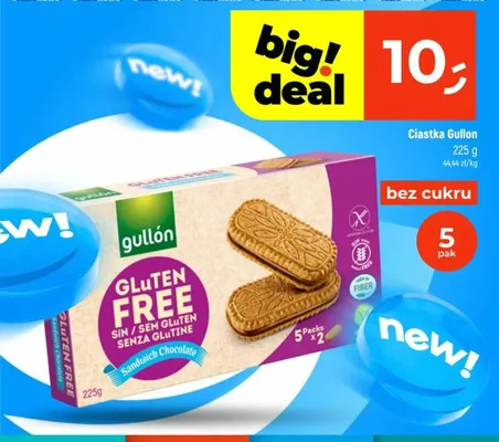 Ciastka bez cukru Gluten Free Sandwich Chocolate Gullon 5-pak promocja w Dealz