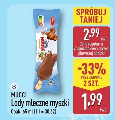 Lody Mucci mleczne myszki promocja w Aldi