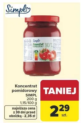 Koncentrat pomidorowy Simpl promocja w Carrefour Market