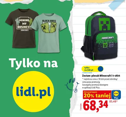Zestaw plecak Minecraft + t-shirt promocja w Lidl