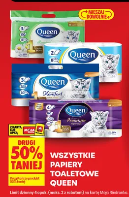 Papier toaletowy Queen różne rodzaje promocja w Biedronka