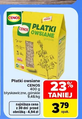 Płatki owsiane Cenos górskie promocja w Carrefour Market