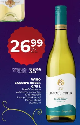 Wino czerwone wytrawne Jacob's Creek Merlot promocja w Duży Ben