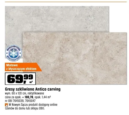 Gres szkliwiony Antico carving promocja w OBI