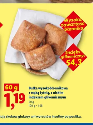 Bułka wysokobłonnikowa z mąką żytnią z niskim indeksem glikemicznym promocja w Lidl
