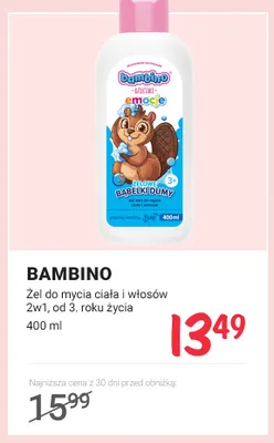 Żel do mycia ciała i włosów 2w1 od 3. roku życia Bambino promocja w Rossmann