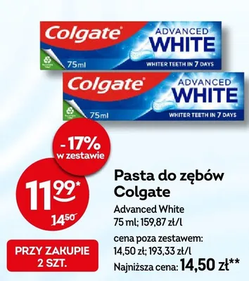 Pasta do zębów Colgate Advanced White promocja w Żabka