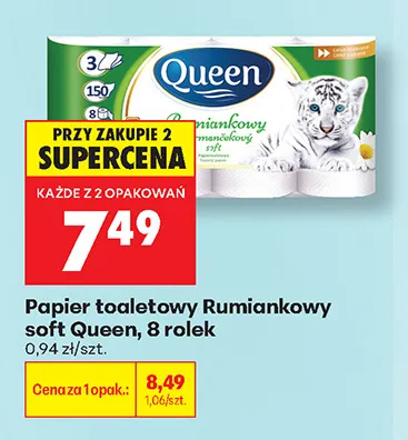 Papier toaletowy Rumiankowy soft Queen promocja w Biedronka