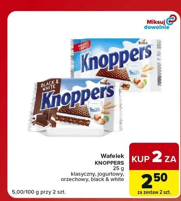 Wafelek Knoppers black & white promocja w Carrefour Market