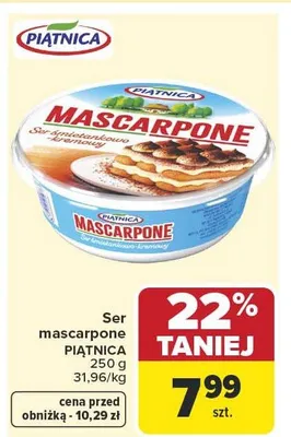 Ser mascarpone Piątnica promocja w Carrefour