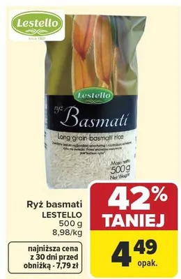 Ryż basmati Lestello promocja w Carrefour