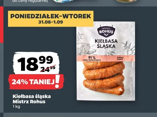 Kiełbasa śląska Mistrz Rohus promocja w Netto