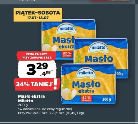 Masło ekstra Miletto promocja w Netto