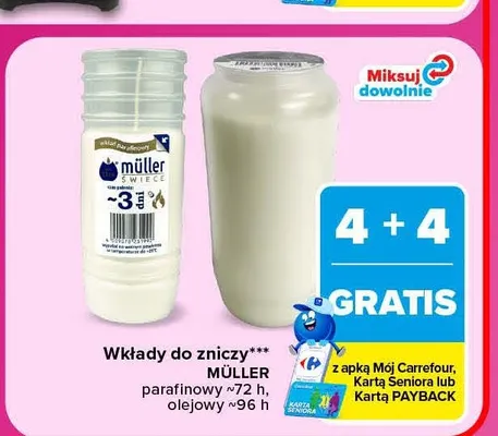Wkład do zniczy Müller parafinowy ~72 h promocja w Carrefour Market