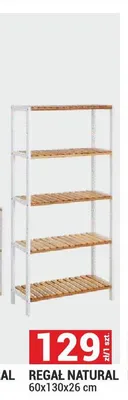Regał naturalny 60x130x26 cm promocja w Merkury Market