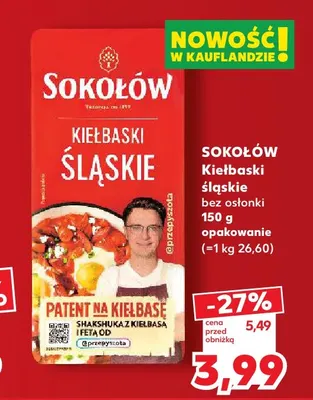 Kiełbaski śląskie bez osłonki Sokołów promocja w Kaufland