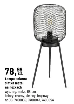 Lampa solarna siatka metal na nóżkach promocja w OBI