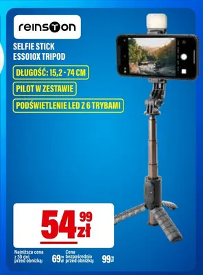 Selfie stick ESS010X Tripod Reinston promocja w RTV EURO AGD