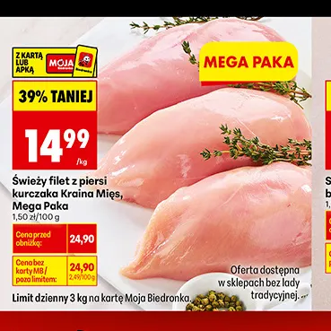 Świeży filet z piersi kurczaka Mega Paka Kraina Mięs promocja w Biedronka