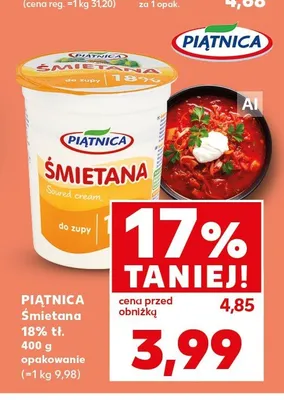Śmietana 18% Piątnica promocja w Kaufland