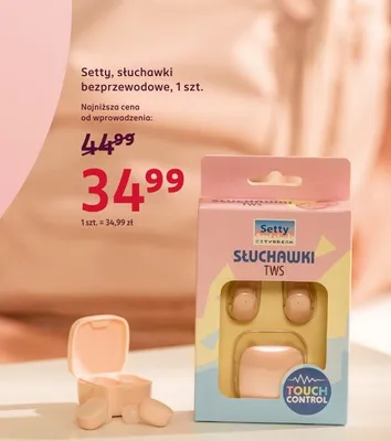 Słuchawki bezprzewodowe Setty TWS promocja w Rossmann