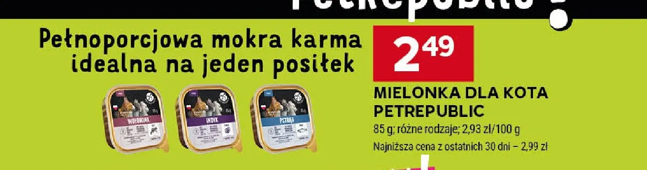Mielonka dla kota wołowina PetRepublic promocja w Stokrotka