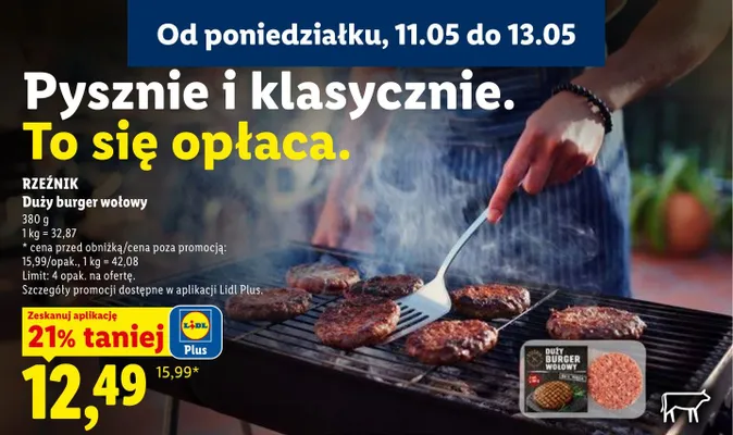 Duży burger wołowy Rzeźnik promocja w Lidl