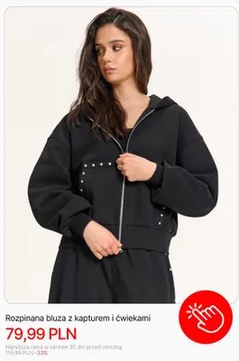 Bluza rozpinana z kapturem i ćwiekami Cropp promocja w Cropp
