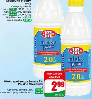 Mleko spożywcze świeże 2% Polskie promocja w Dino