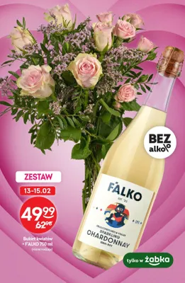 Bukiet kwiatów + wino bezalkoholowe F'ALKO Sparkling Chardonnay promocja w Żabka