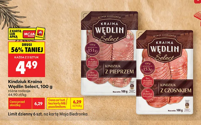 Kindziuk z pieprzem Kraina Wędlin Select promocja w Biedronka