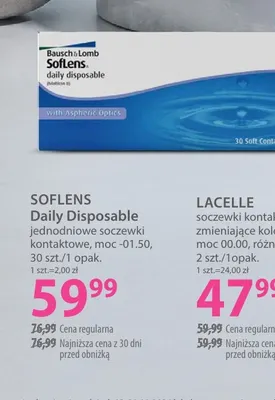 Jednodniowe soczewki kontaktowe Soflens Daily Disposable moc -01,50 promocja w Hebe