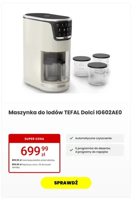 Maszynka do lodów Tefal Dolci IG602AE0 promocja w Media Expert