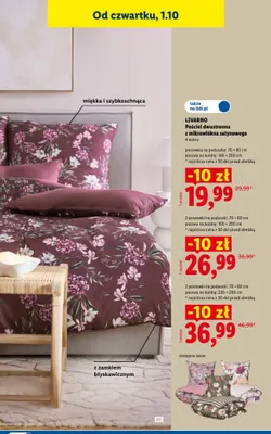 Pościel dwustronna z mikrowłókna satynowego 140x200 cm Livarno promocja w Lidl