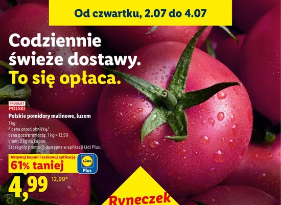 Pomidory malinowe polskie luzem promocja w Lidl
