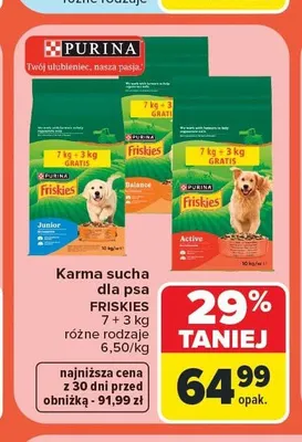 Karma sucha dla psa Purina Friskies Junior promocja w Carrefour Market