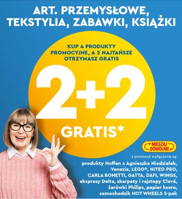 Artykuły przemysłowe, tekstylia, zabawki i książki 2+2 GRATIS promocja w Biedronka